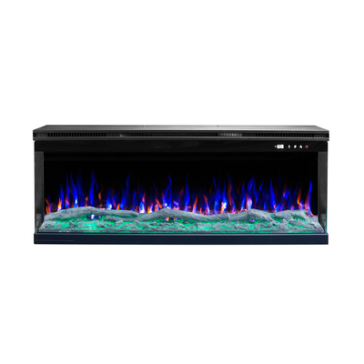 Modern Fully Recessed Customized Electric Fireplace With Multi Color Flames Log Set